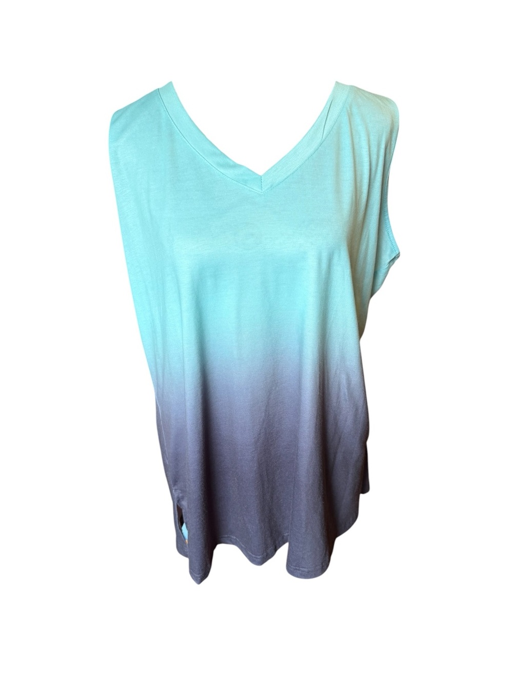 V-Neck Ombre Tank Top in Aqua and Blue